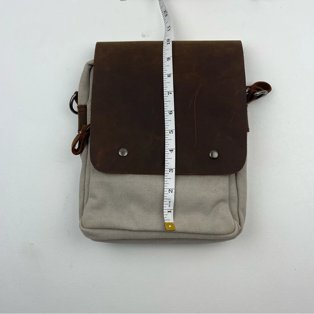 United Leather Small Messenger Bag With Leather Cover NEW